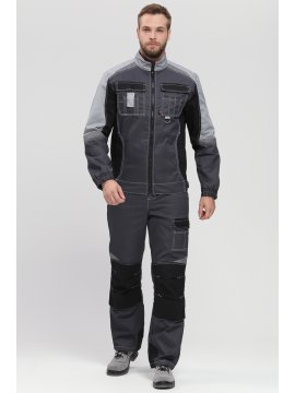 Костюм Вектрон-2 (тк.Смесовая,240) п/к, т.серый/св.серый/черный