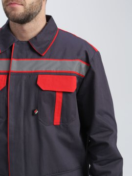 Костюм Итрорис-1 СОП (тк.Саржа,250) брюки, т.серый/красный