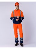 Костюм сигнальный с укороченной курткой (тк.Смесовая,210) п/к, оранжевый/т.синий