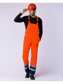 Костюм сигнальный с укороченной курткой (тк.Смесовая,210) п/к, оранжевый/т.синий