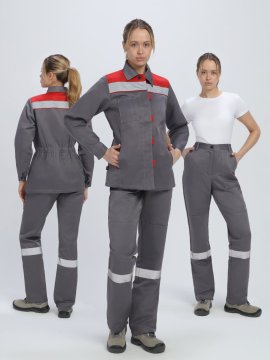 Костюм женский Веснис-1 СОП (тк.Смесовая,210) брюки, т.серый/красный