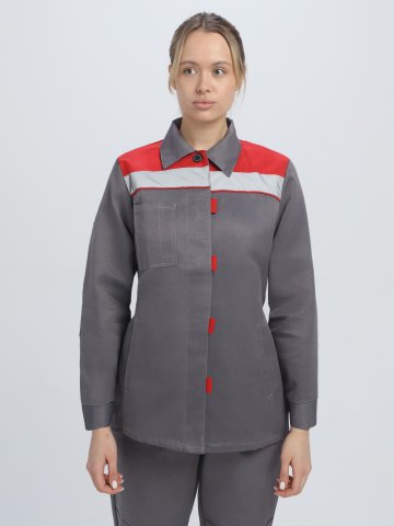 Костюм женский Веснис-1 СОП (тк.Смесовая,210) брюки, т.серый/красный