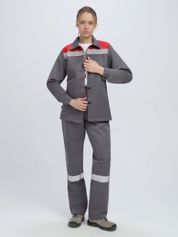 Костюм женский Веснис-1 СОП (тк.Смесовая,210) брюки, т.серый/красный