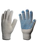 Перчатки х/б 7,5кл. ЛЮКС с ПВХ ТОЧКА 58-60гр. 216текс, белые (10 пар)