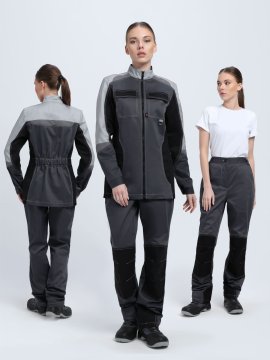 Костюм женский Вектрон-1 (тк.Смесовая,240) брюки, т.серый/св.серый/черный