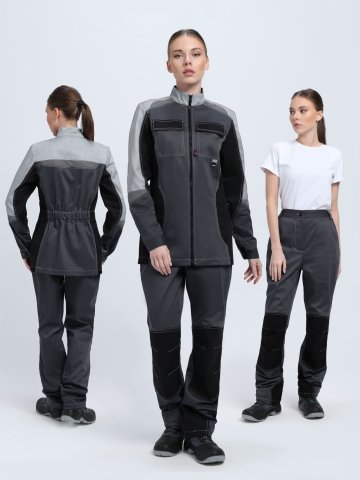 Костюм женский Вектрон-1 (тк.Смесовая,240) брюки, т.серый/св.серый/черный