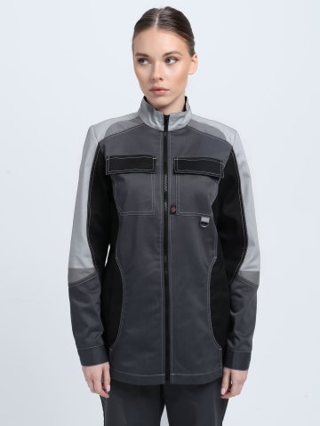Костюм женский Вектрон-1 (тк.Смесовая,240) брюки, т.серый/св.серый/черный