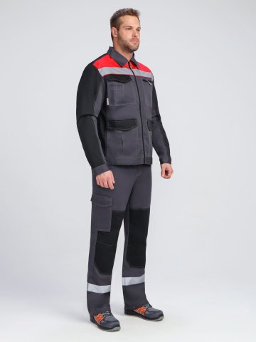 Костюм ProfLineBase-2 (тк.Твил,210) п/к, т.серый/черный/красный