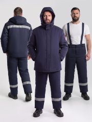 Костюм сварщика зимний 3 кл.защиты IVклим.пояс(тк.Хлопок, 450), т.синий (17-17214СП)